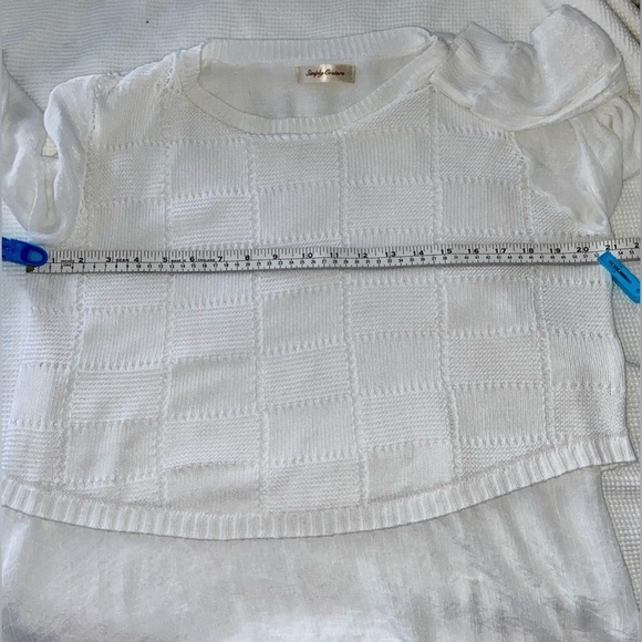 Women’s Simply Couture white boho knit sweater vest with Tunic lining sz medium - Picture 6 of 11